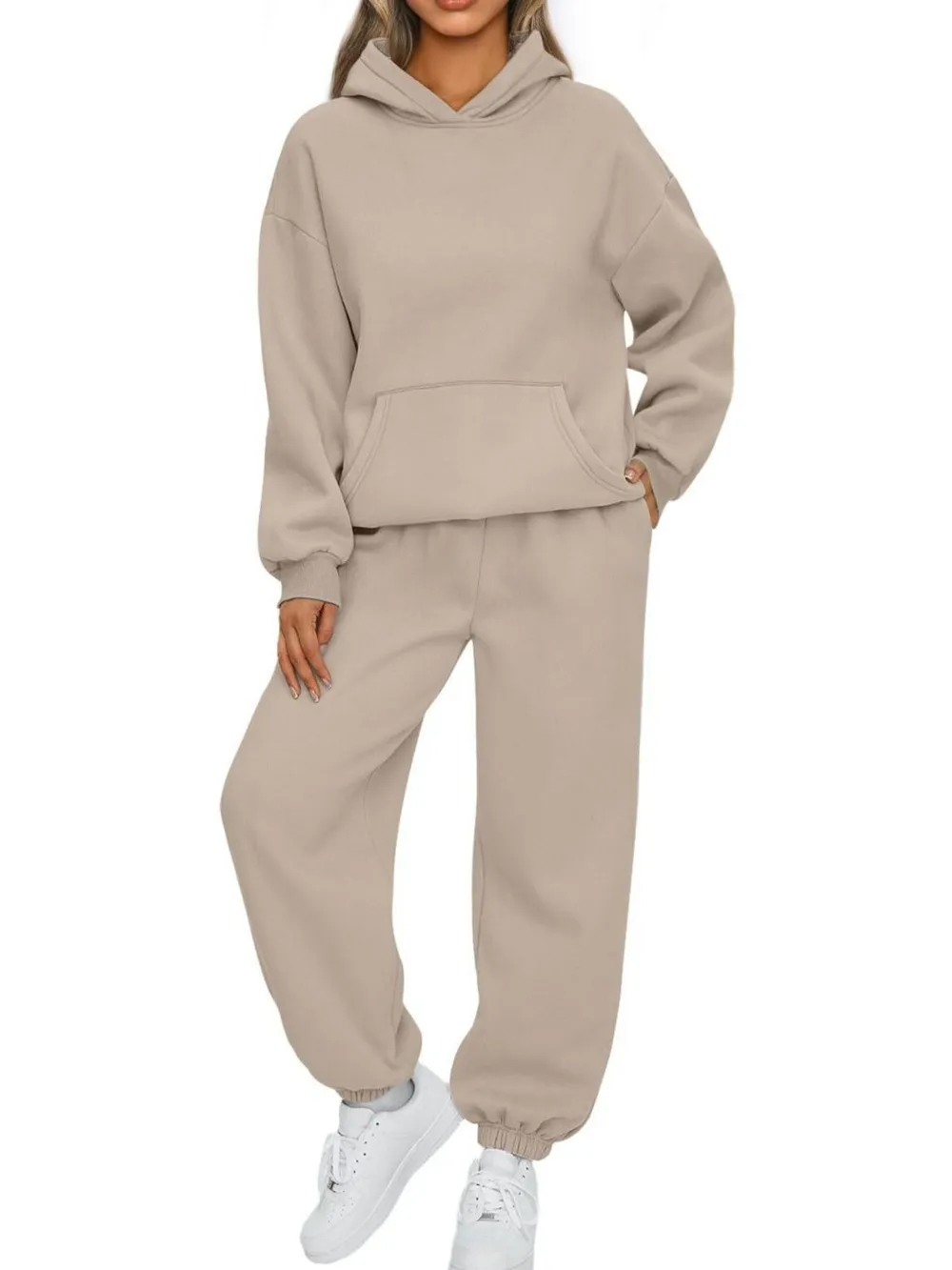 Full Size Kangaroo Pocket Hoodie and Joggers Set Plus Size, image 10