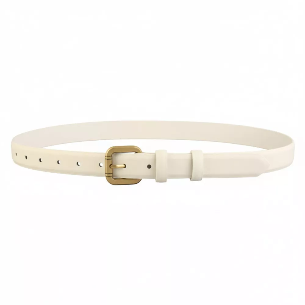 Classic Leather Belt with Golden Buckle, image 4