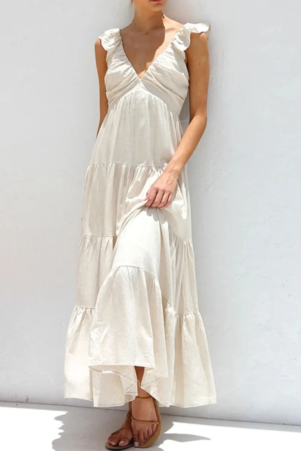 Ruffled V-Neck Tiered Dress, image 14
