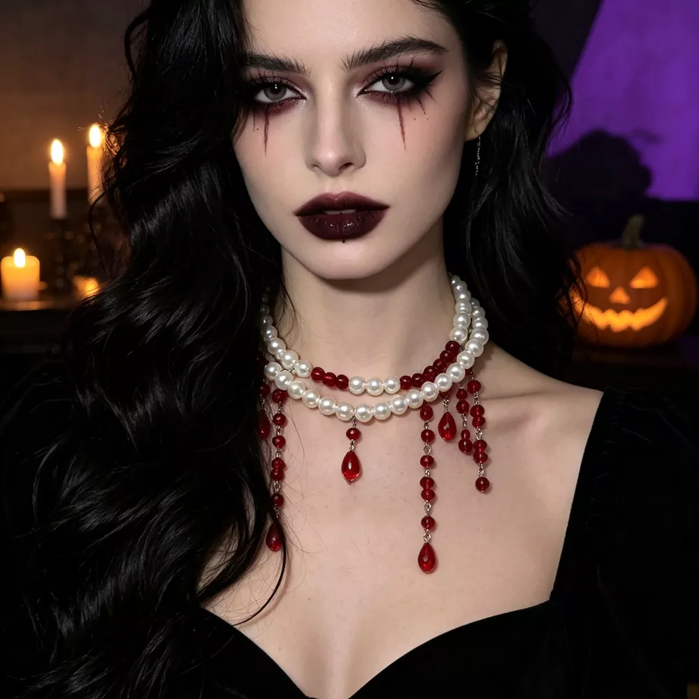 Halloween Pearl Double Layered Choker Necklace, image 2
