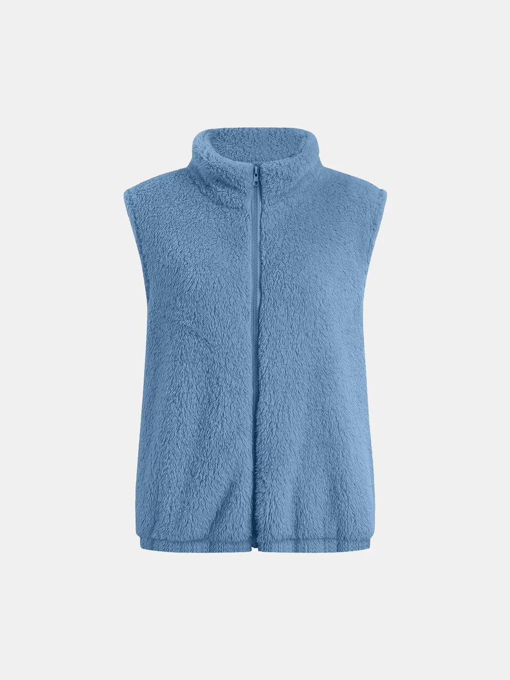 Full Size Fuzzy Zip Up Vest Coat with Pockets, image 17