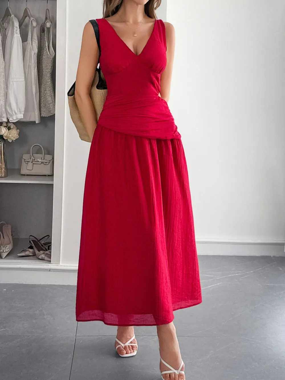 Cutout V-Neck Sleeveless Midi Dress, image 10