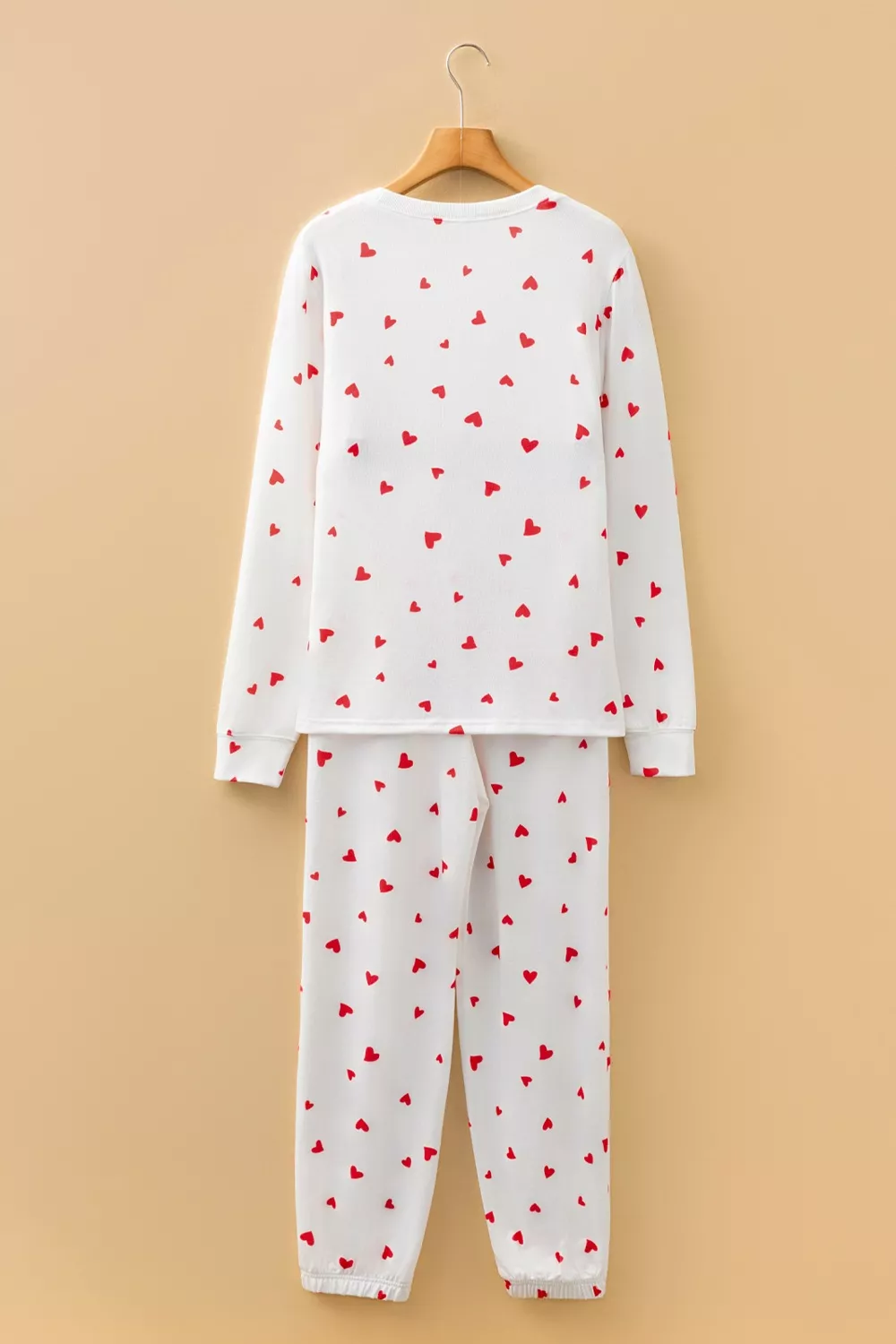 Hearts Printed Long Sleeve Top Drawstring Pants Lounge Set, image 10