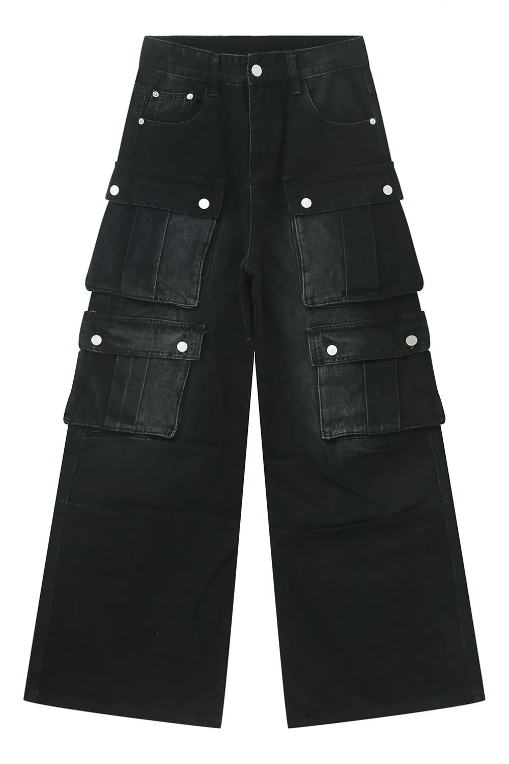 Multi-Pocket Cargo Wide-Leg Jeans