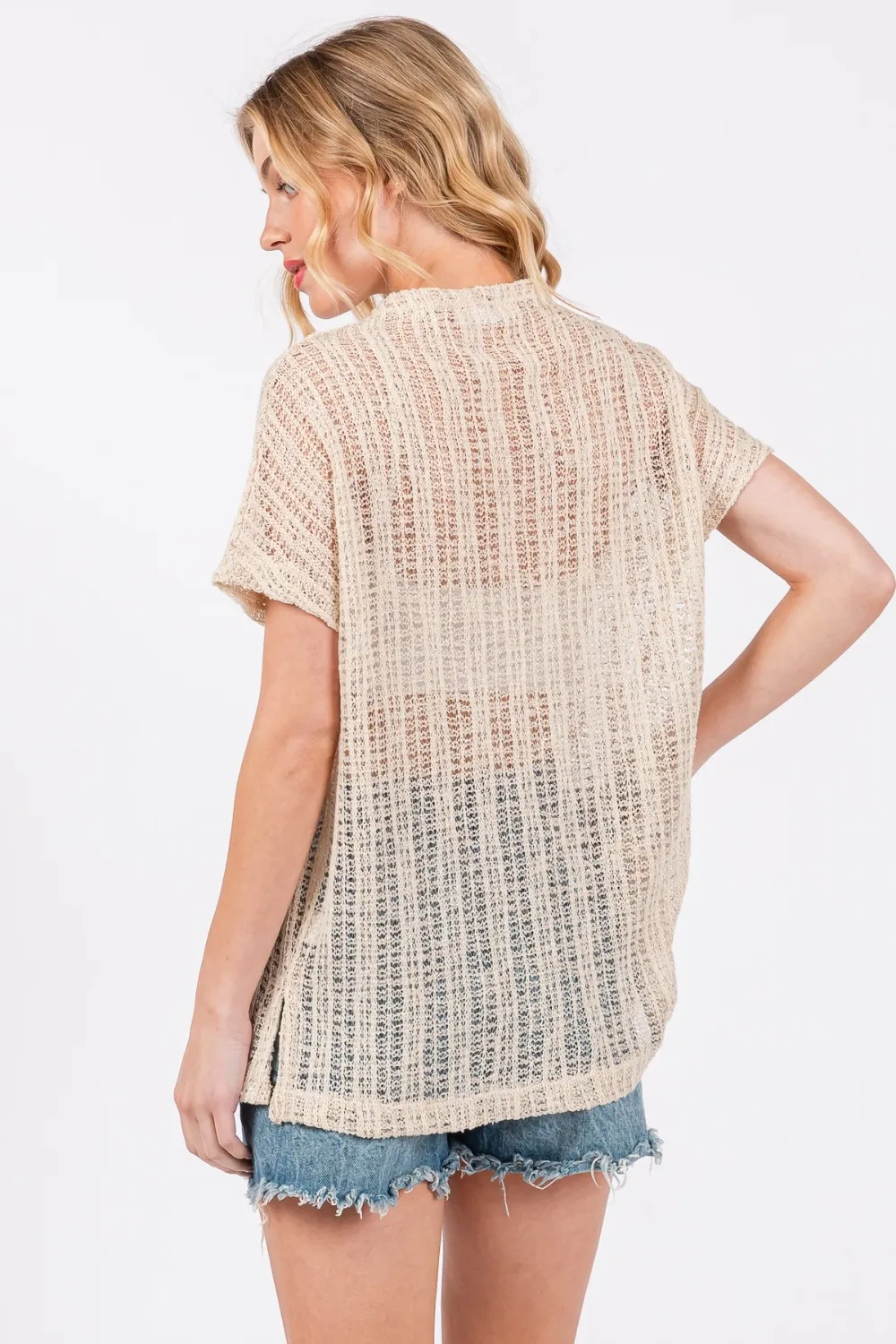 Ces Femme See Through Crochet Mock Neck Cover Up, image 2