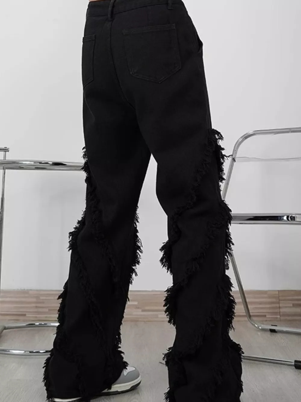 Men's Full Size Fringe Trim Wide Leg Jeans Plus Size, image 3