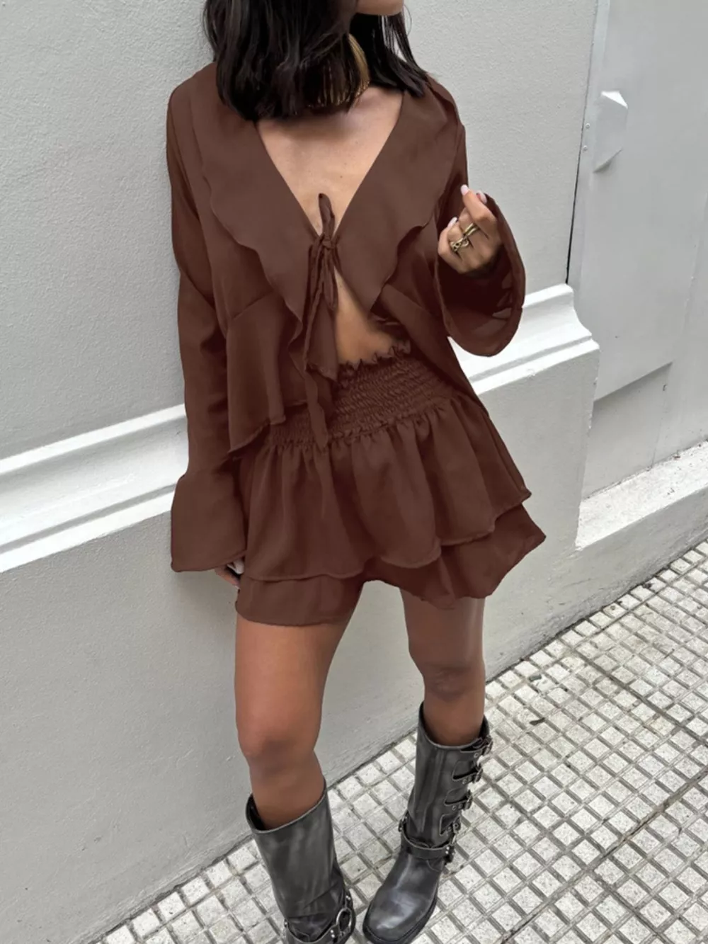 Ruffle Trim Top and Skirt Two-Piece Set, image 9