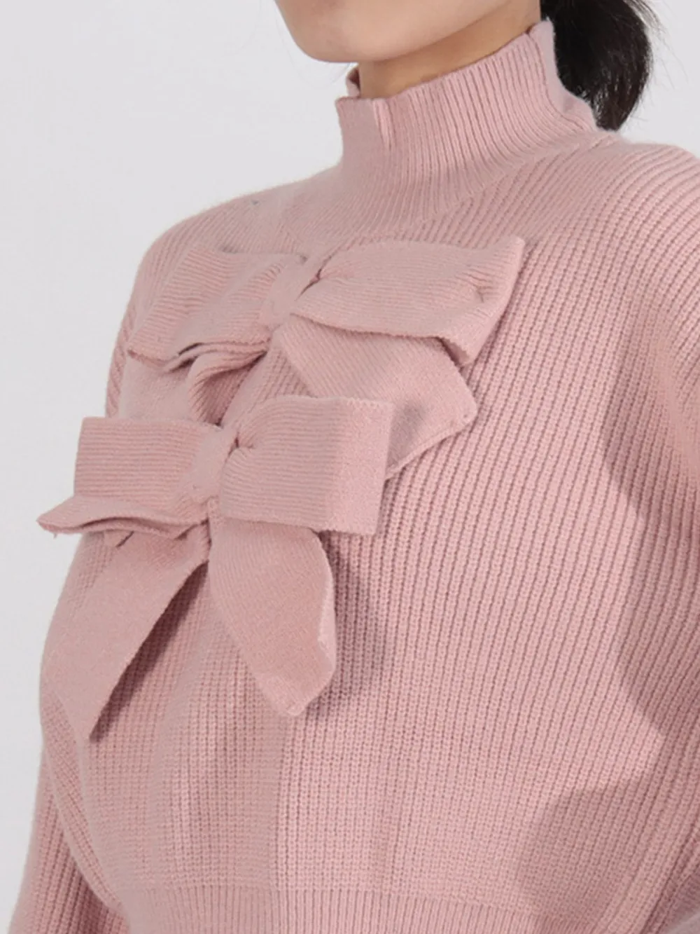 Bow Front Turtleneck Long Sleeve Sweater, image 7