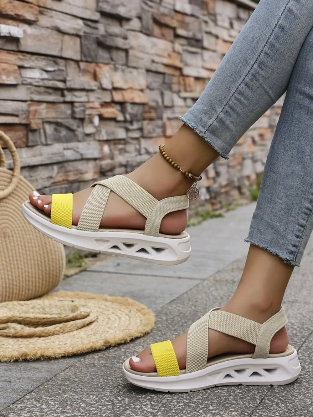 Crisscross Open Toe Platform Sandals, image 6