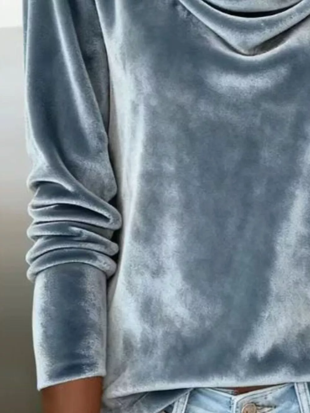 Velvet Cowl Neck Long Sleeve T-Shirt, image 12