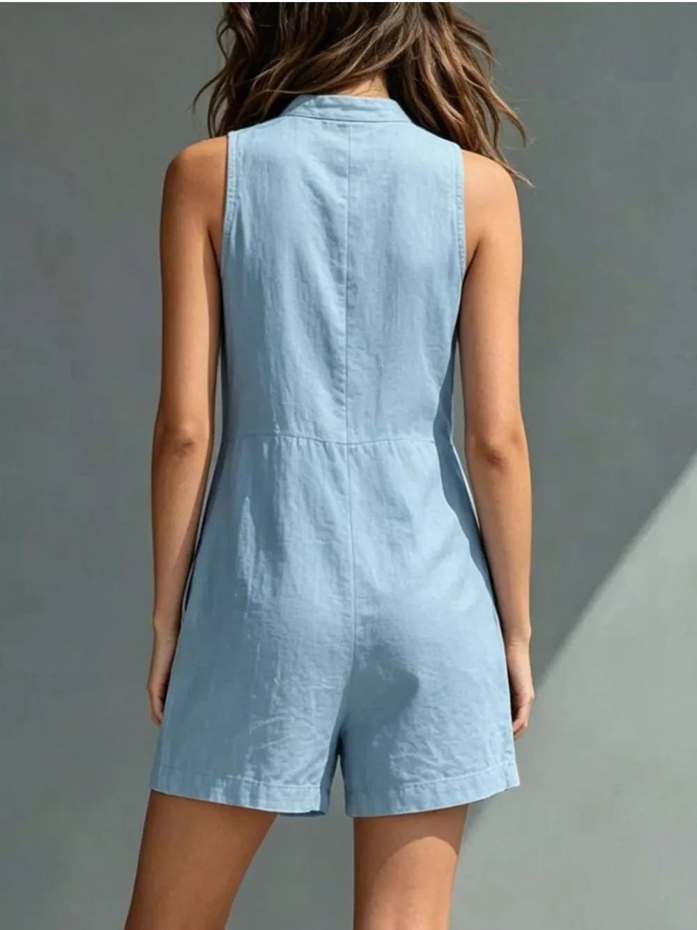 Full Size Sleeveless Button-Front Romper with Pockets Plus Size, image 7