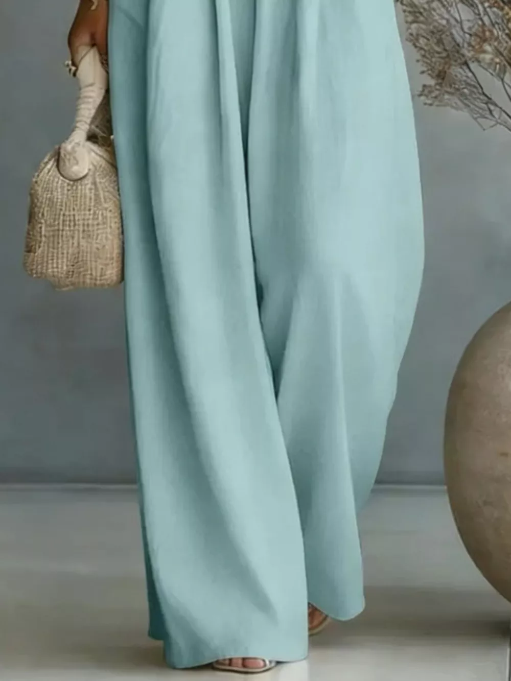 Full Size Half Sleeve Wide-Leg Jumpsuit Plus Size, image 25