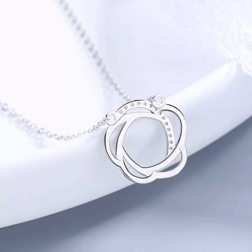925 Sterling Silver Zircon Pendant Necklace, image 2