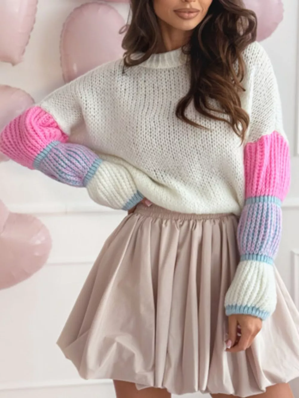 Color Block Round Neck Sweater, image 4