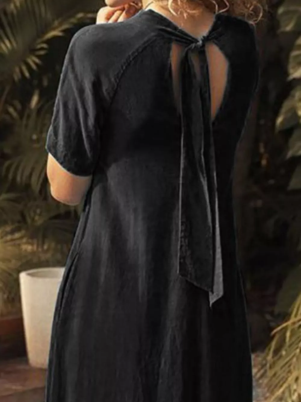 V-Neck Short Sleeve Dress with Pockets, image 3