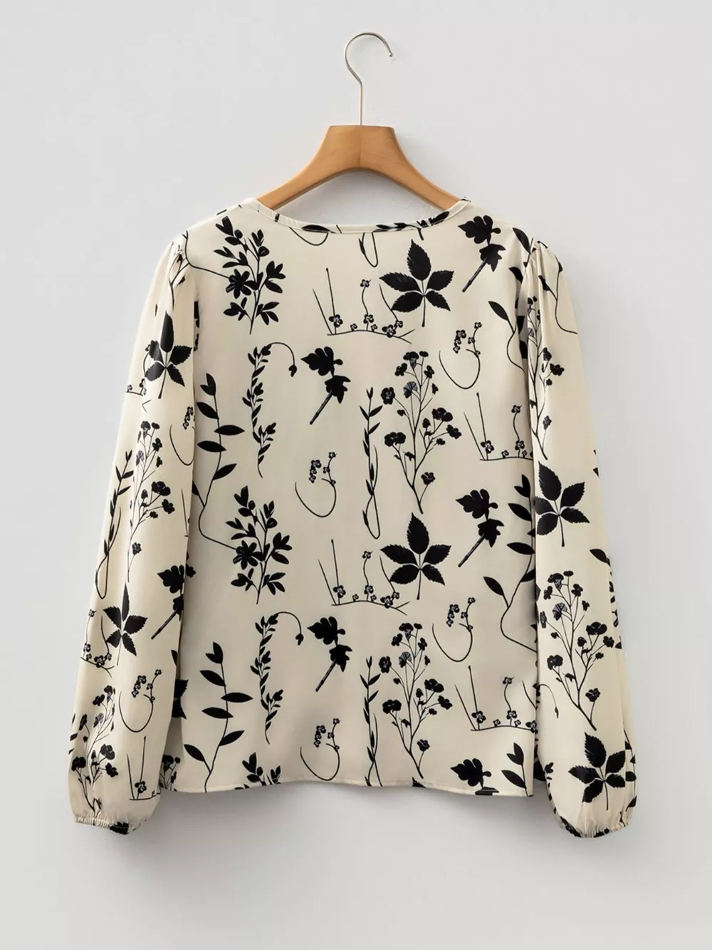 Floral Print Split Neck Long Sleeve Blouse, image 13