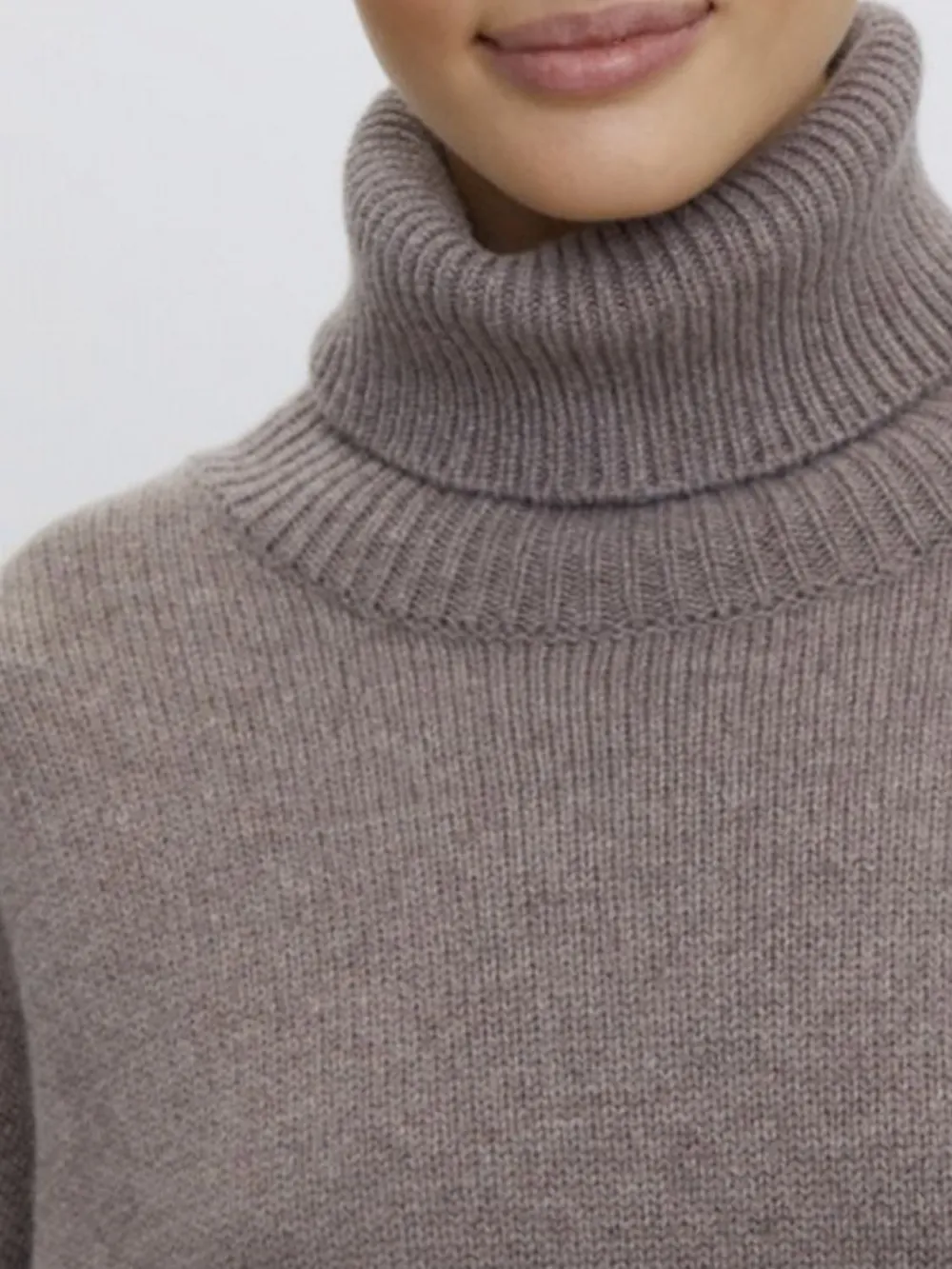 Ribbed Detail Turtleneck Dropped Shoulder Sweater, image 7