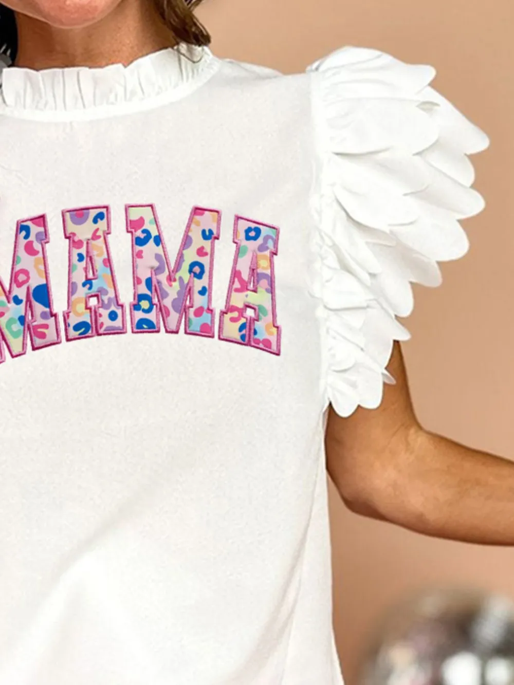 MAMA Mock Neck Cap Sleeve Blouse, image 3