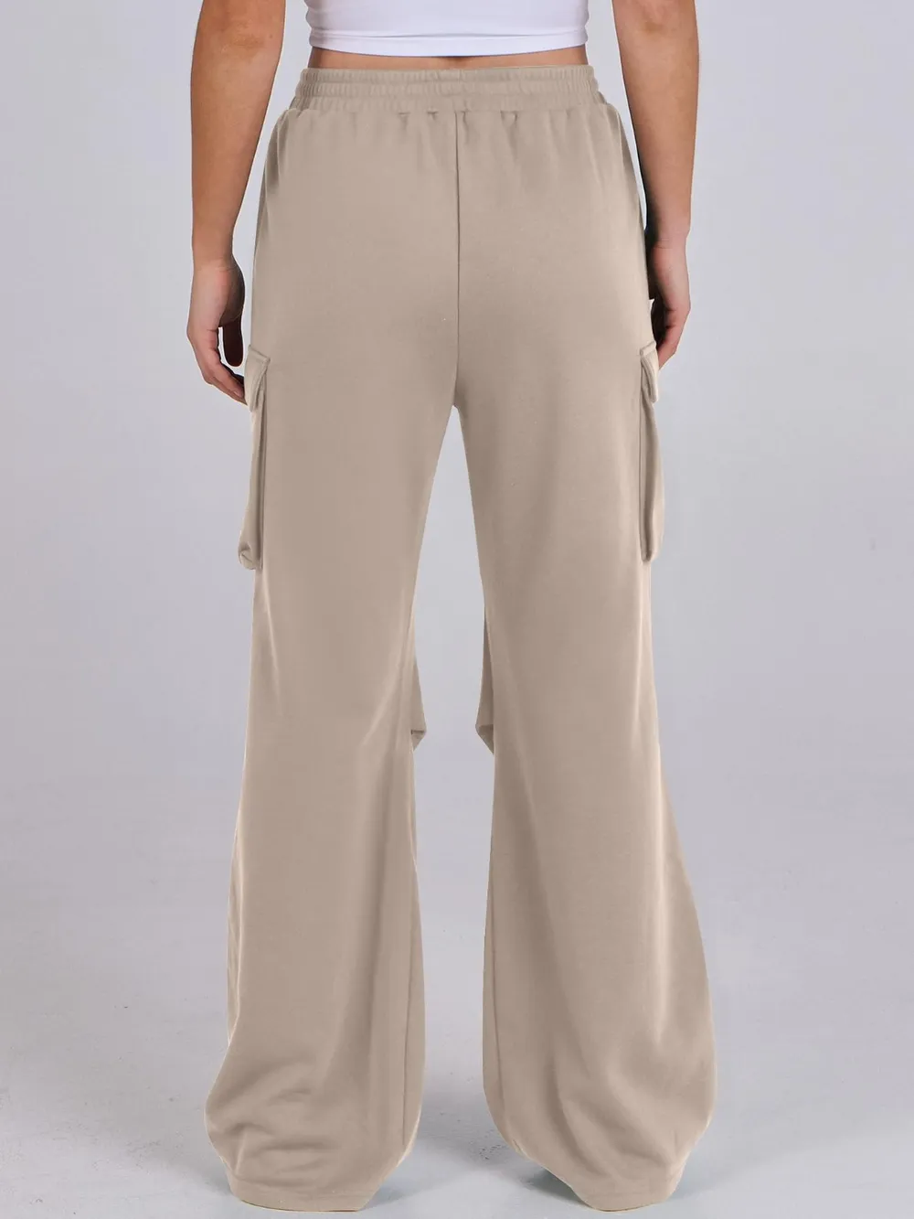 Elastic Waist Wide Leg Pants with Pockets, image 19