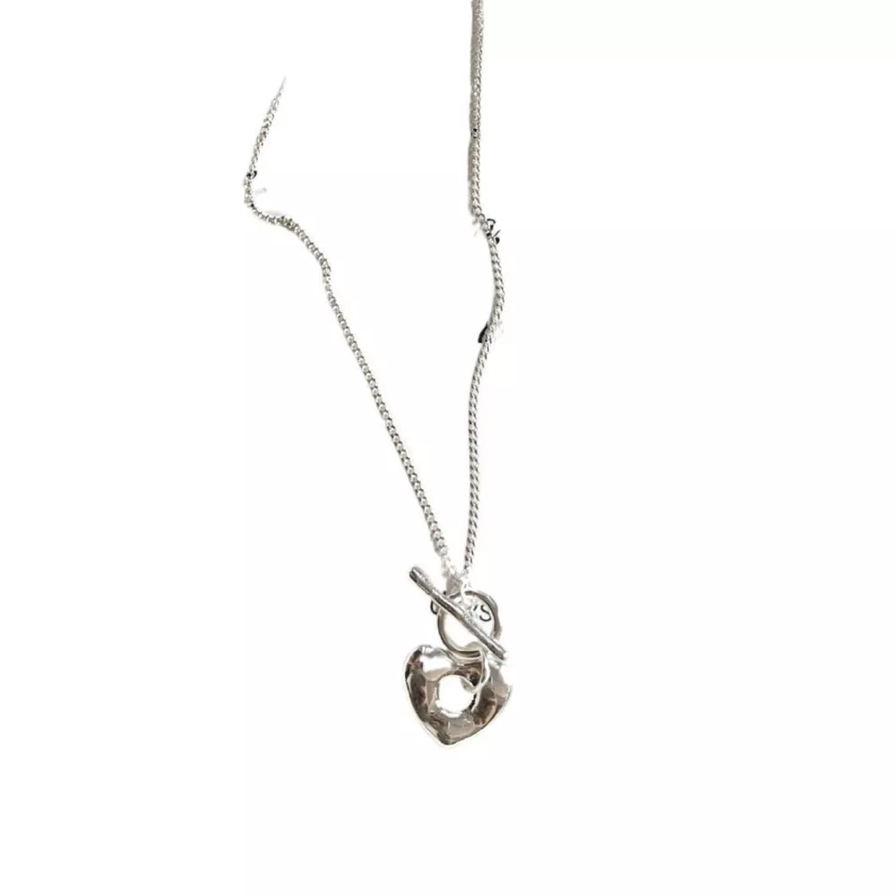 925 Sterling Silver Heart Toggle Clasp Necklace, image 6