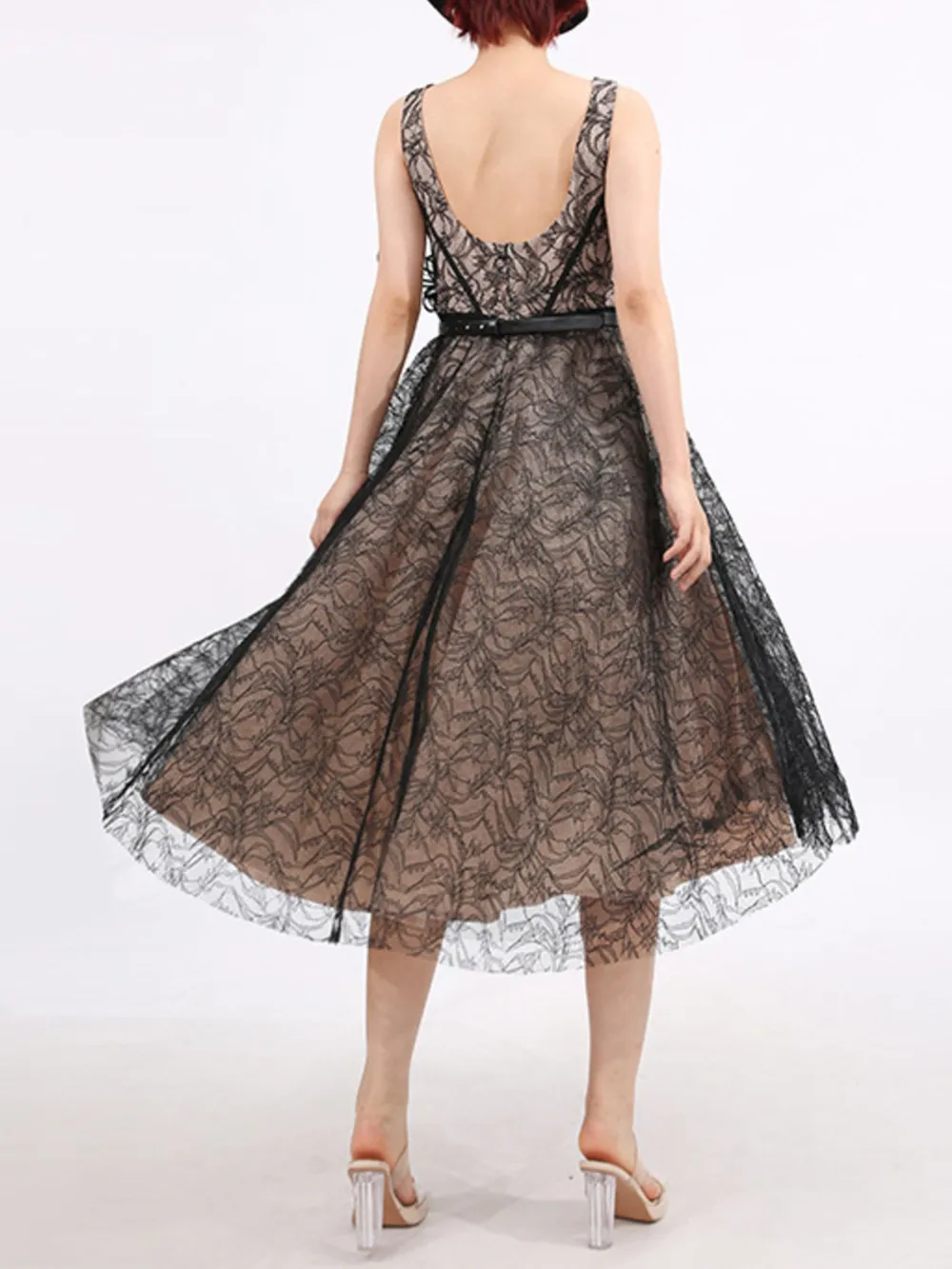 Lace Square Neck Midi Dress, image 11