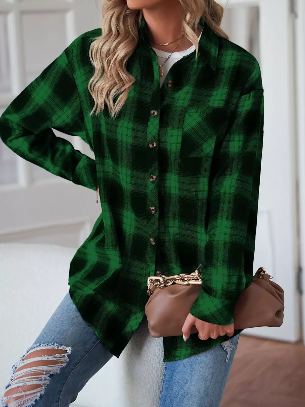 Casual Plaid Button Up Shirt, image 16