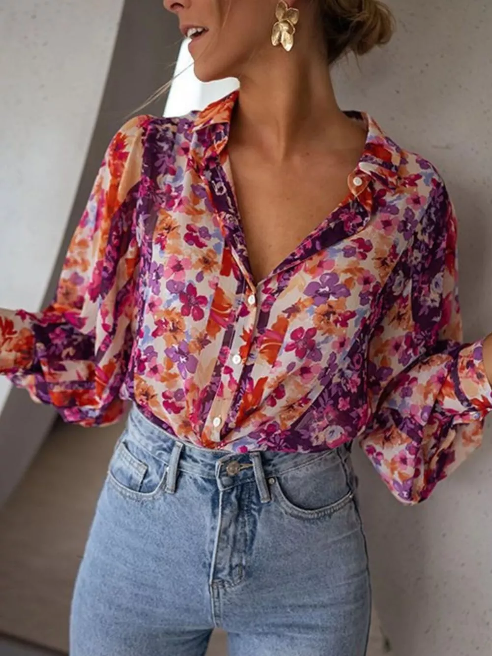 Floral Print Button Up Shirt, image 6