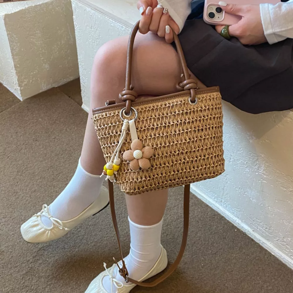 Woven Straw Shoulder Bag, image 4