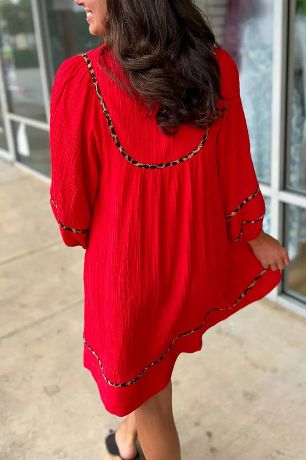 Notched Balloon Sleeve Dress, image 3