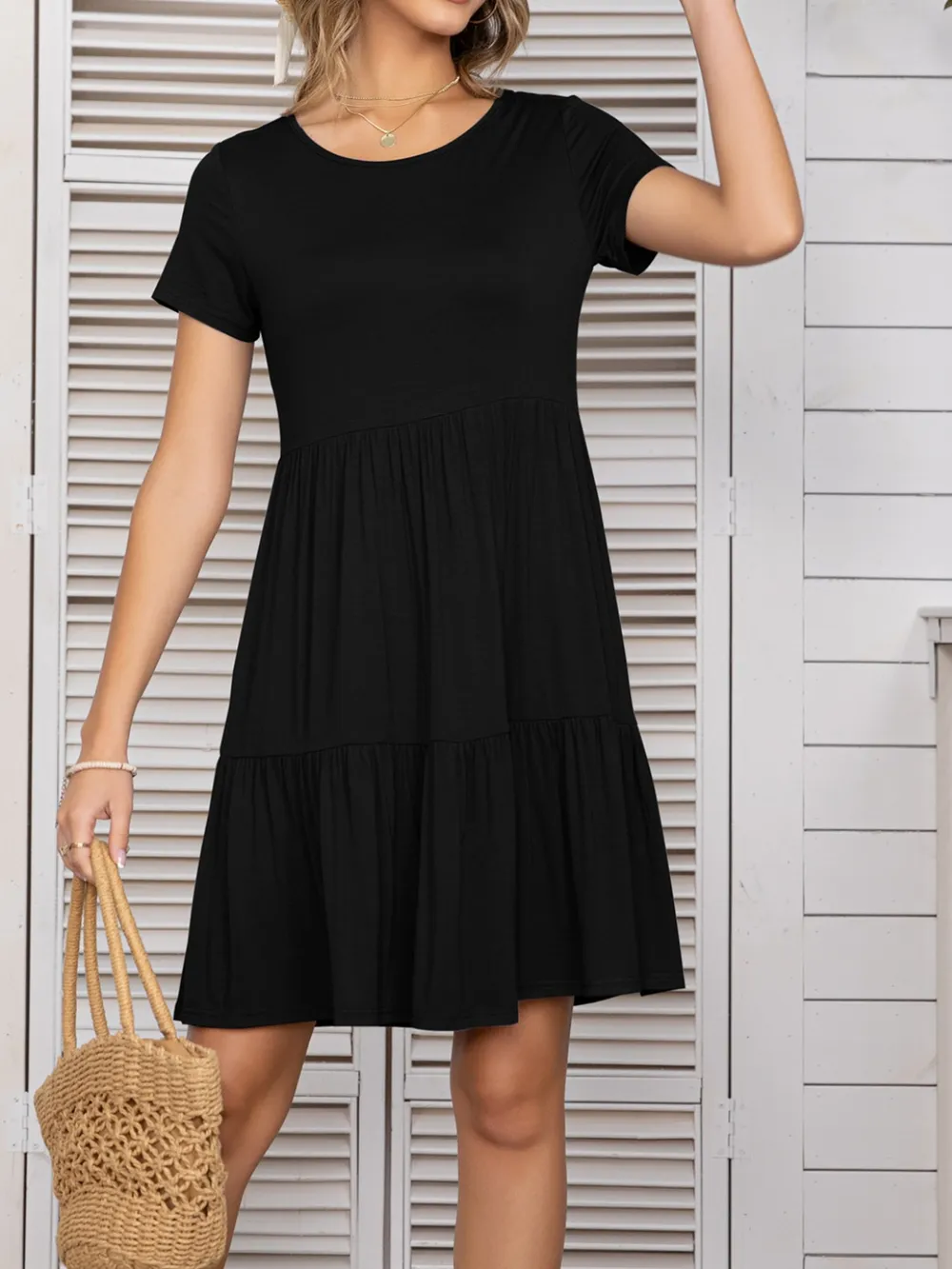 Round Neck Short Sleeve Mini Tee Dress, image 26