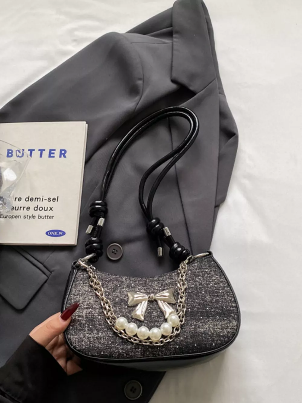 Bow Decor Chain Crossbody Bag, image 2