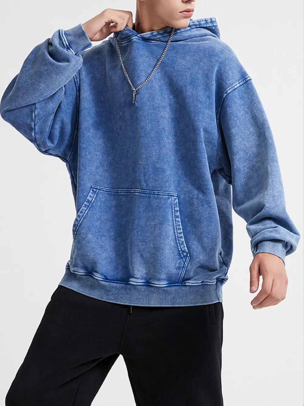 Men's Washed Oversized Long Sleeve Hoodie, image 3