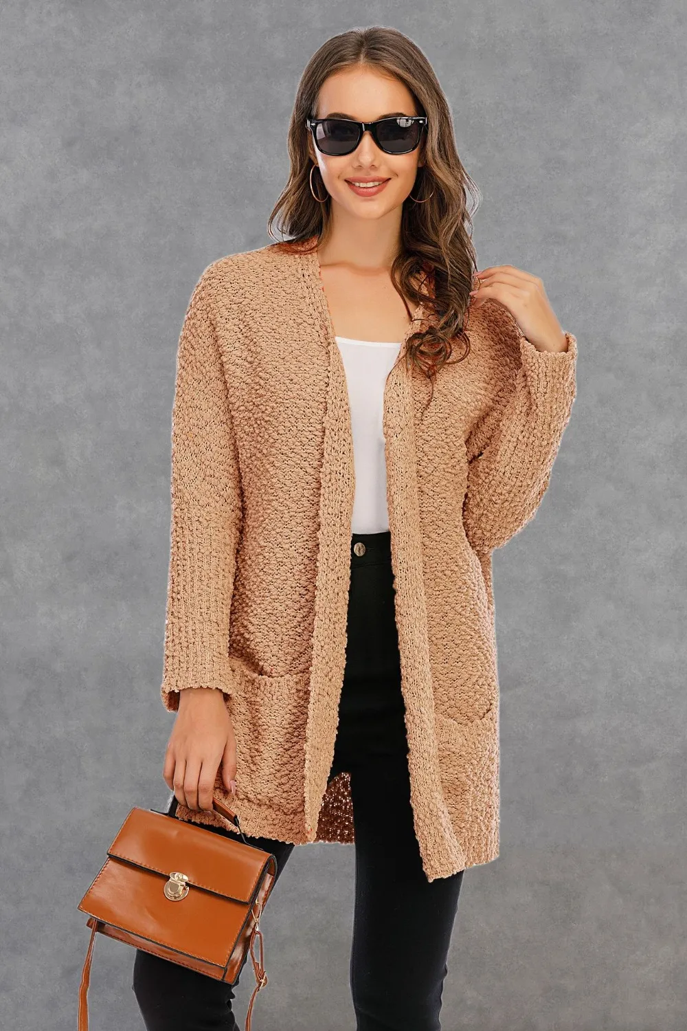 Pocketed Open Front Long Sleeve Cardigan, image 17