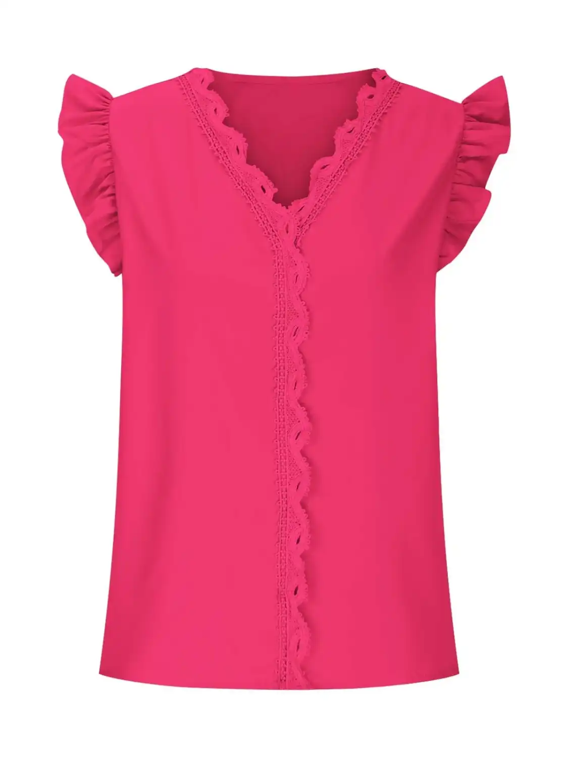 Lace Detail V-Neck Cap Sleeve Blouse, image 11