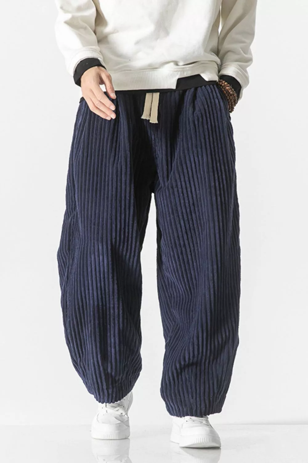 Men's Plus Size Corduroy Wide Leg Casual Pants, image 6