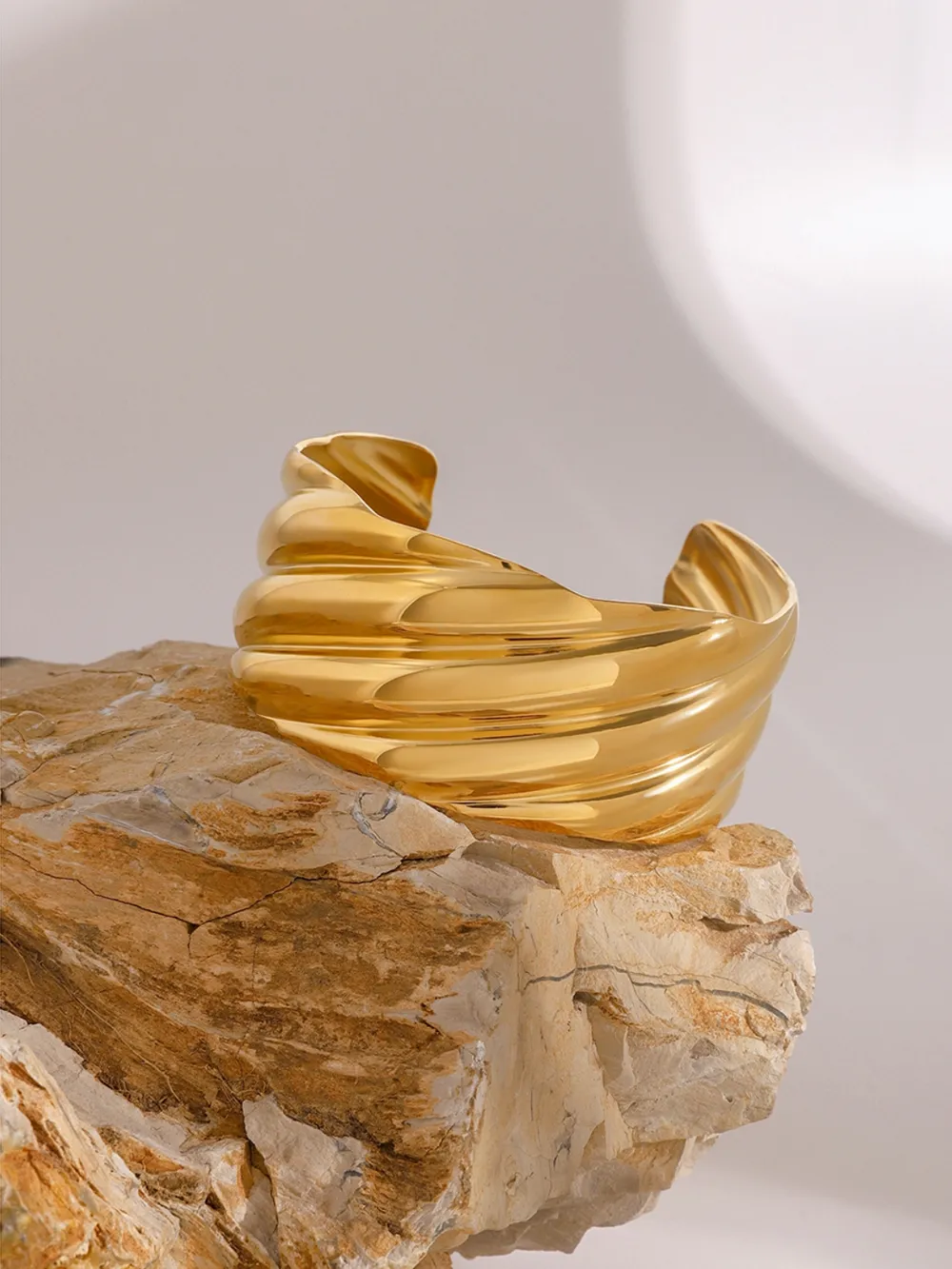 18K Gold-Plated Stainless Steel Open Ring, image 3