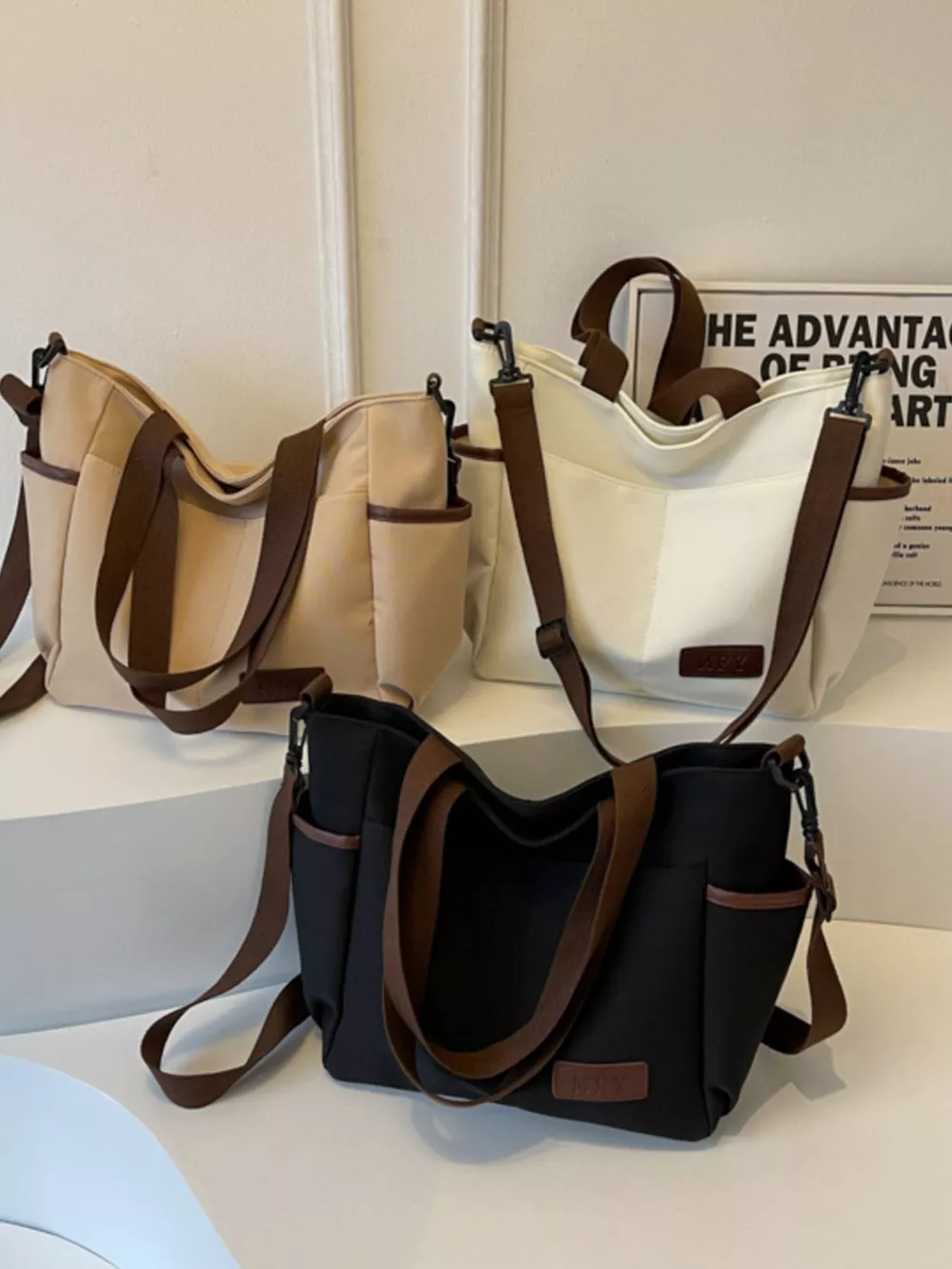 Canvas Shoulder Bag with Adjustable Strap, image 2