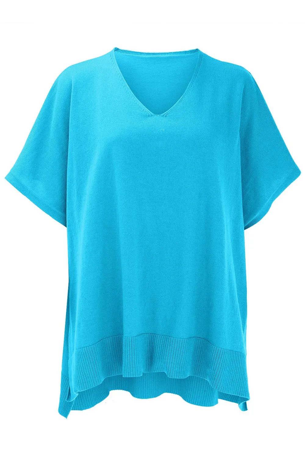 Slit V-Neck Half Sleeve Knit Top, image 9