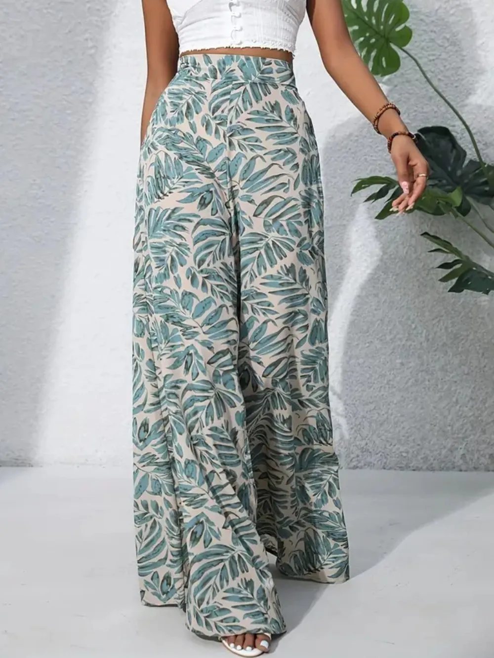 Printed High Waist Wide Leg Pants, image 24