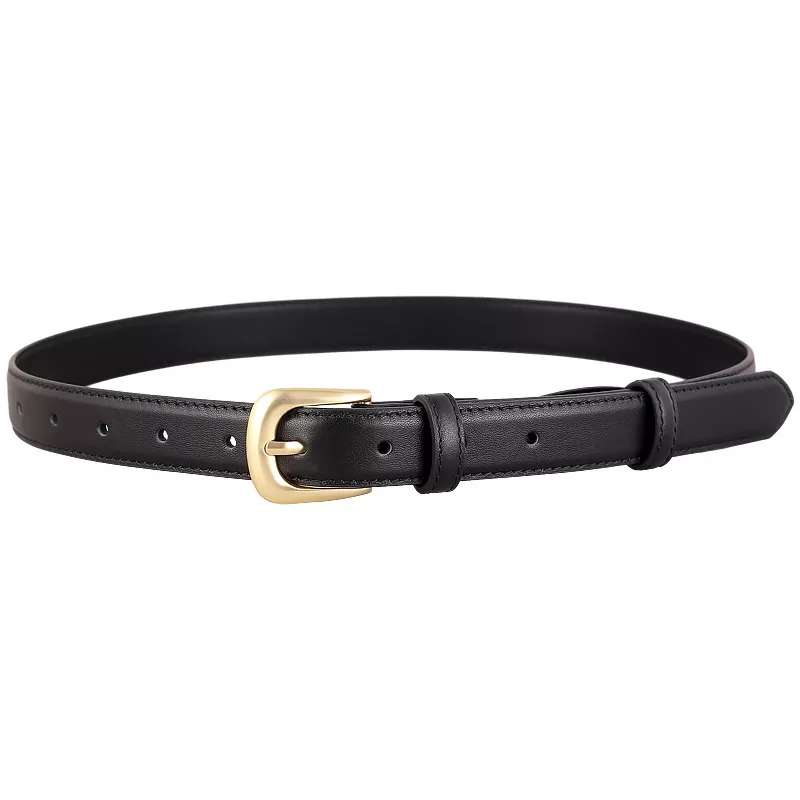 Classic Leather Belt with Golden Buckle, image 3
