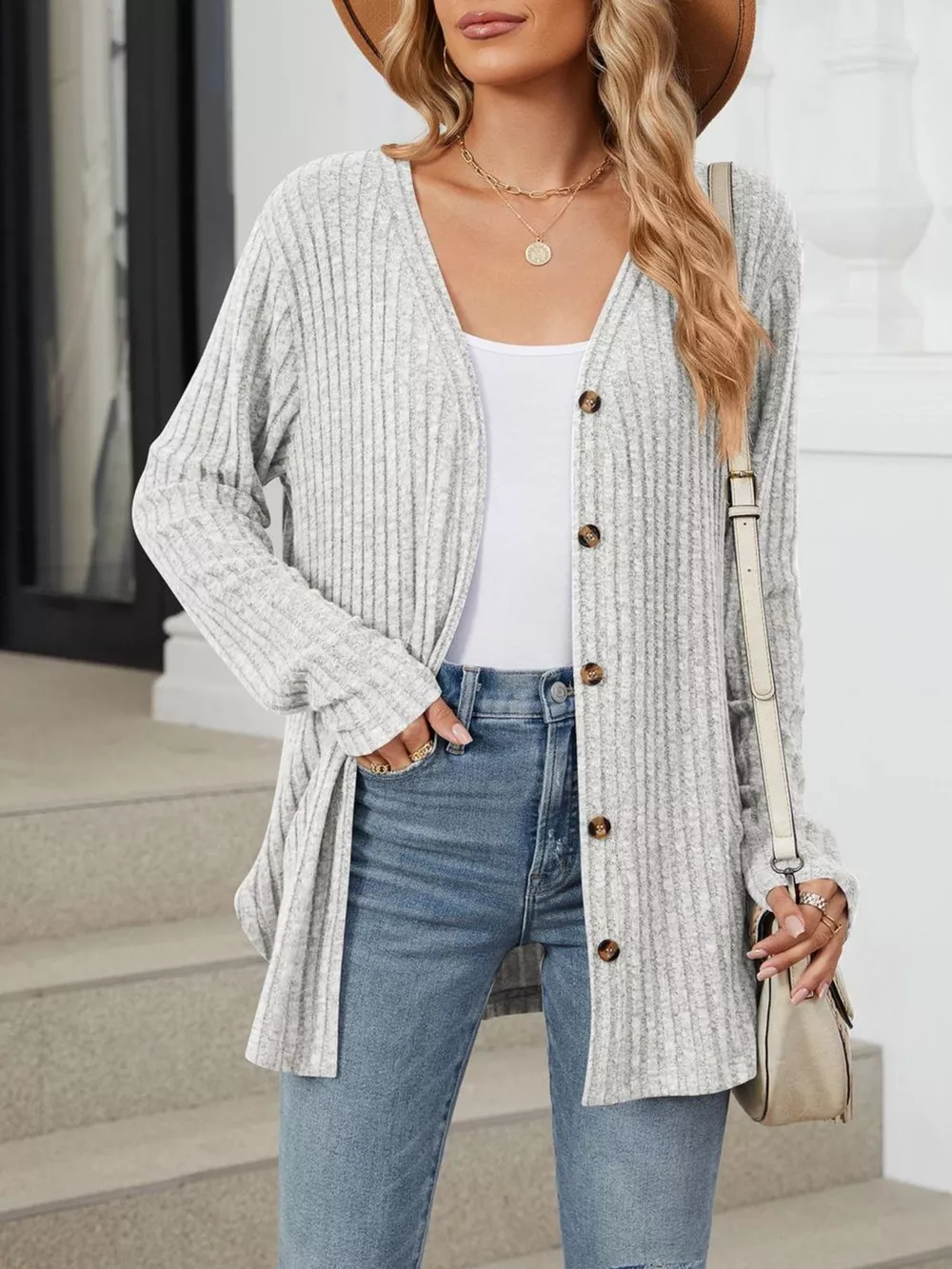 Ribbed Button-Up Cardigan, image 20