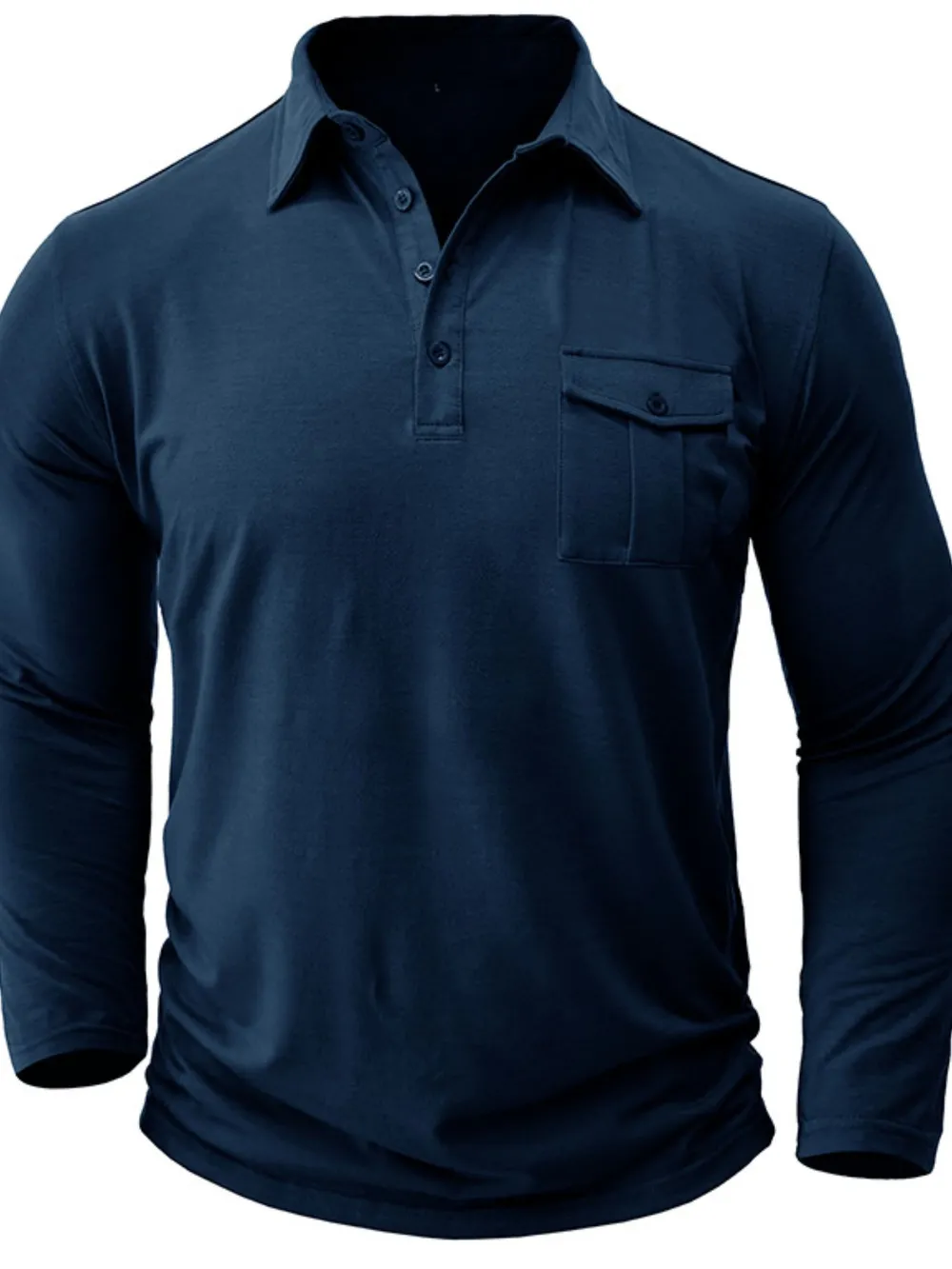 Men's Basic style Collared Neck Long Sleeve Polo, image 3