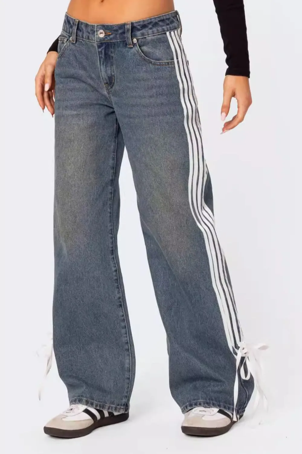Side Striped Loose Fit Jeans, image 2