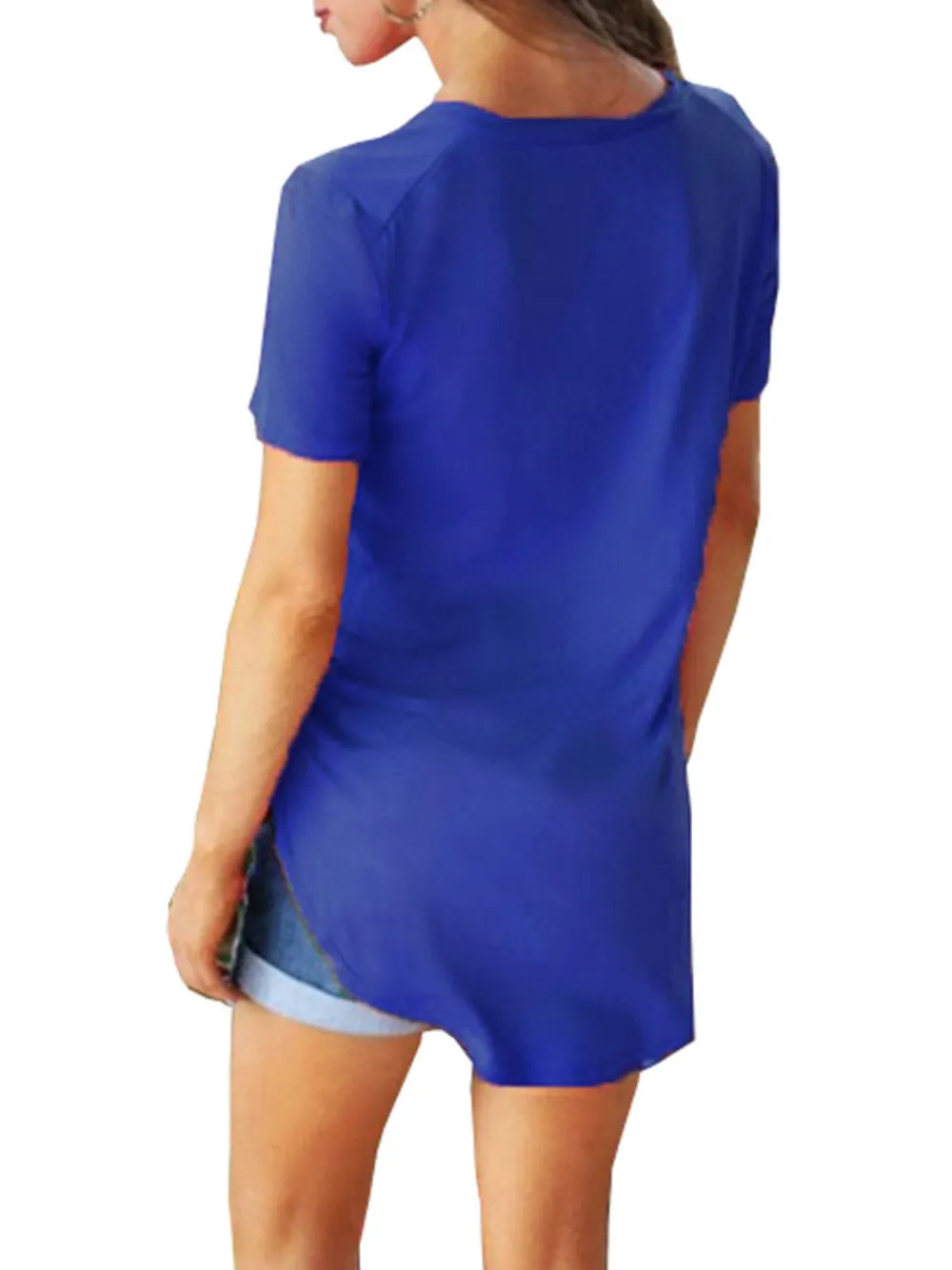 Full Size Solid V-Neck Short Sleeve T-Shirt Plus Size, image 31
