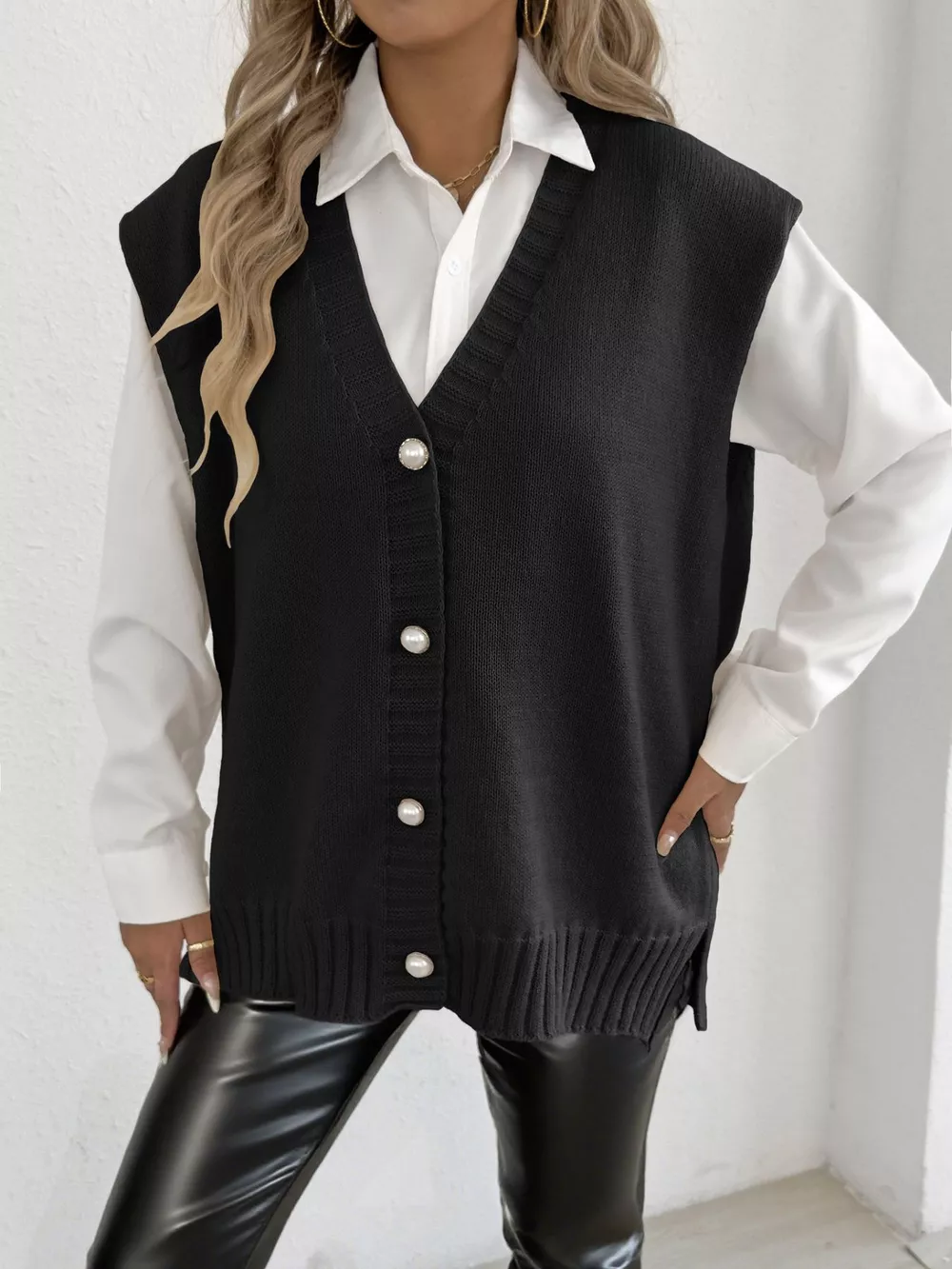 Button-Down Button Up Sweater Vest, image 15