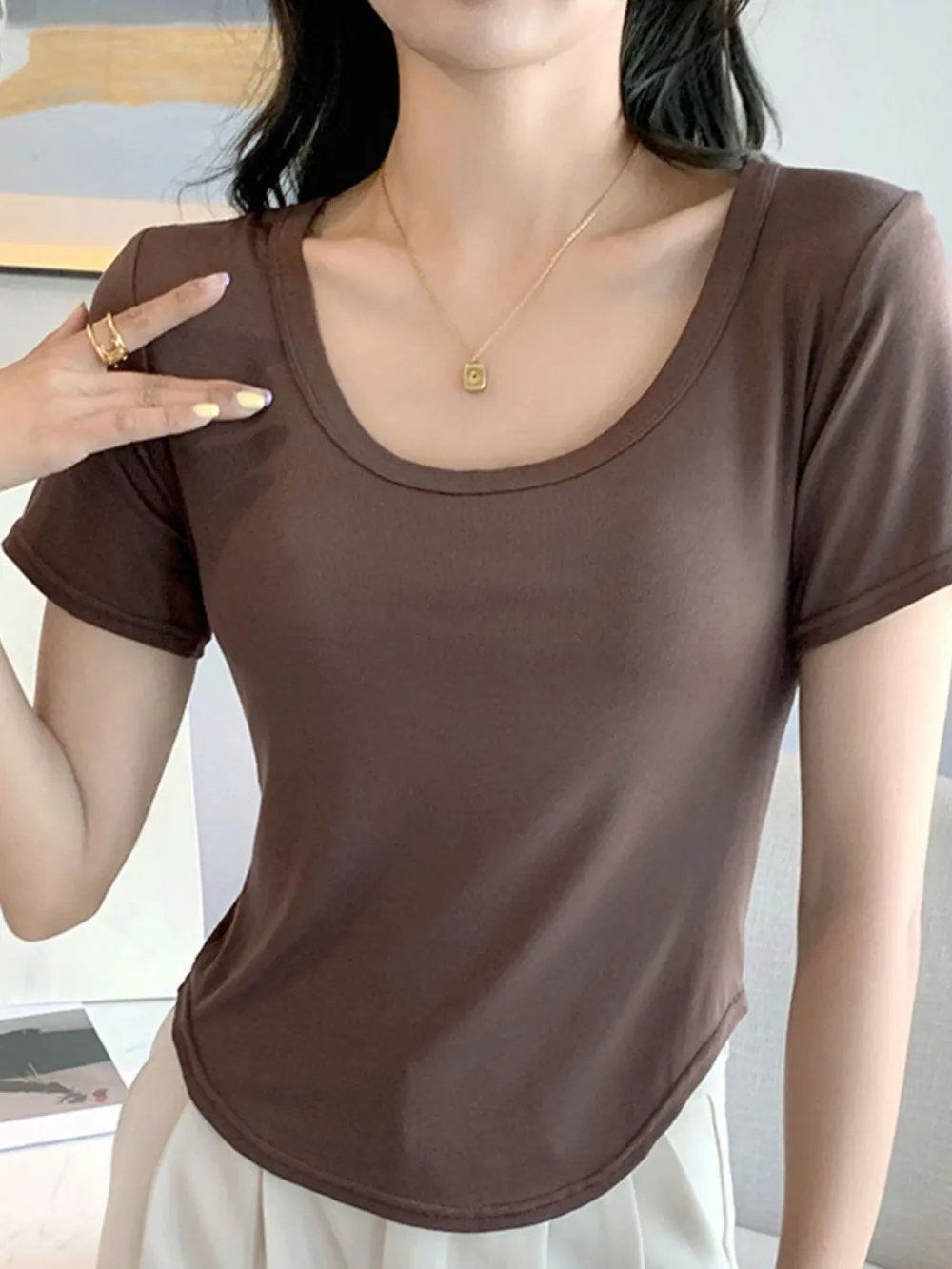 Plus Size Round Neck Short Sleeve T-Shirt, image 12
