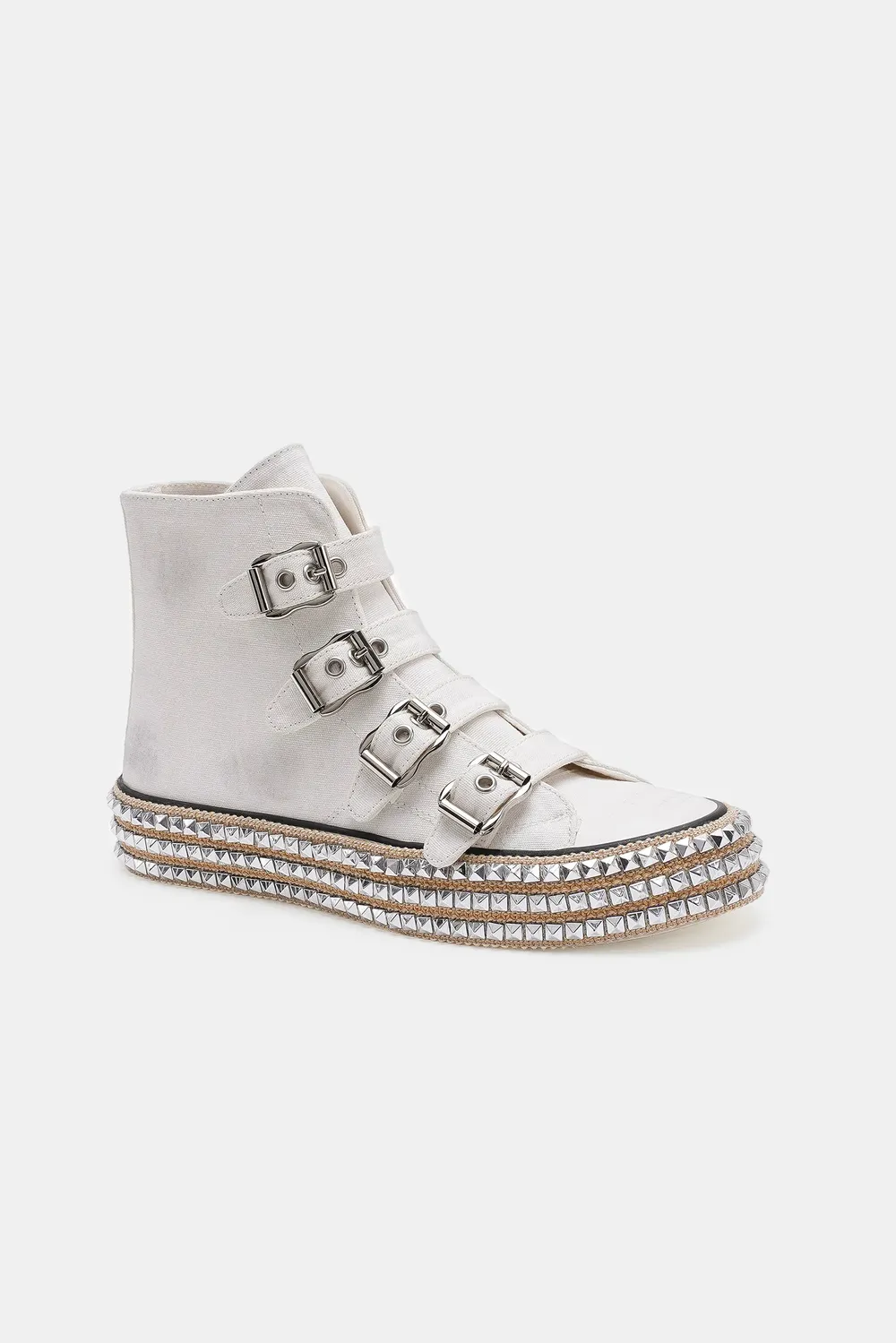 Multi-Buckle Straps Studded Platform Sneakers, image 3