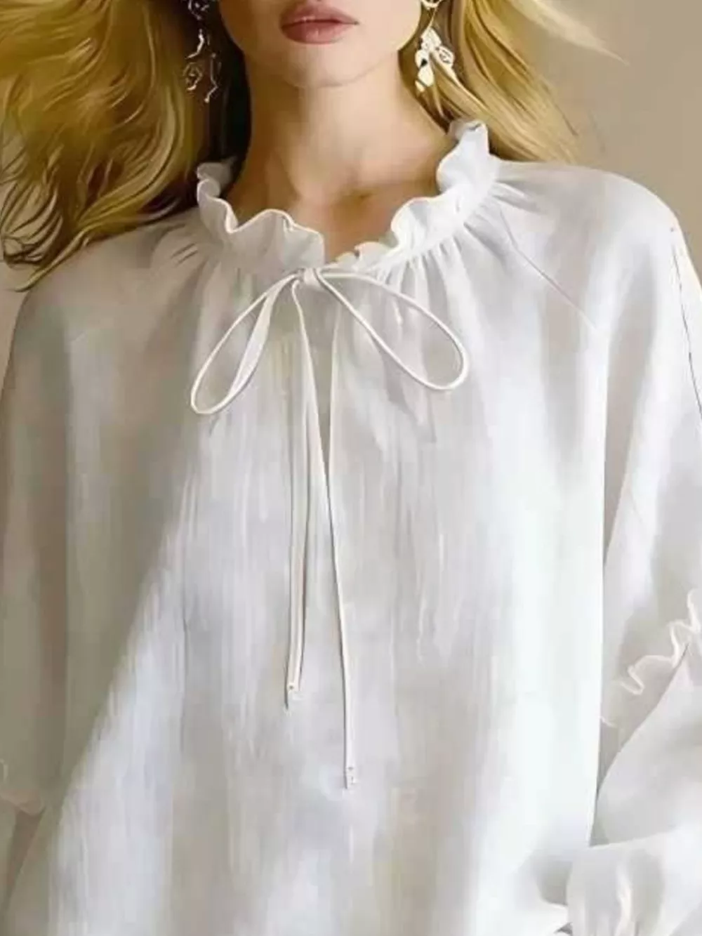 Frill Balloon Sleeve Blouse, image 3