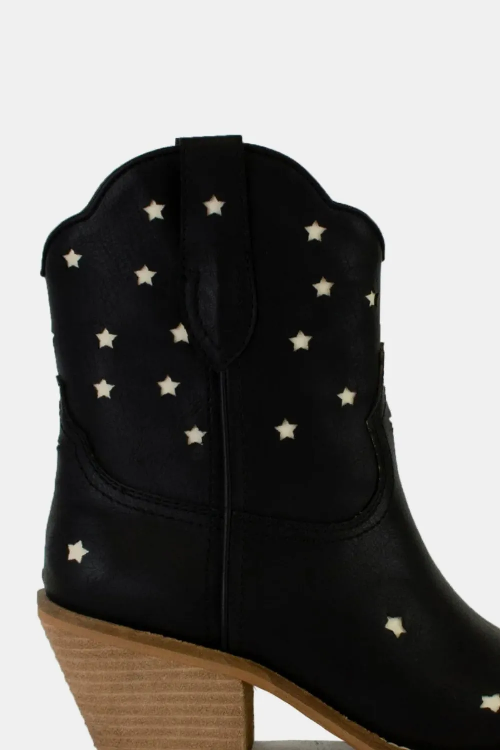 Faux Leather Star-Shaped Cutouts Point Toe Boots, image 3