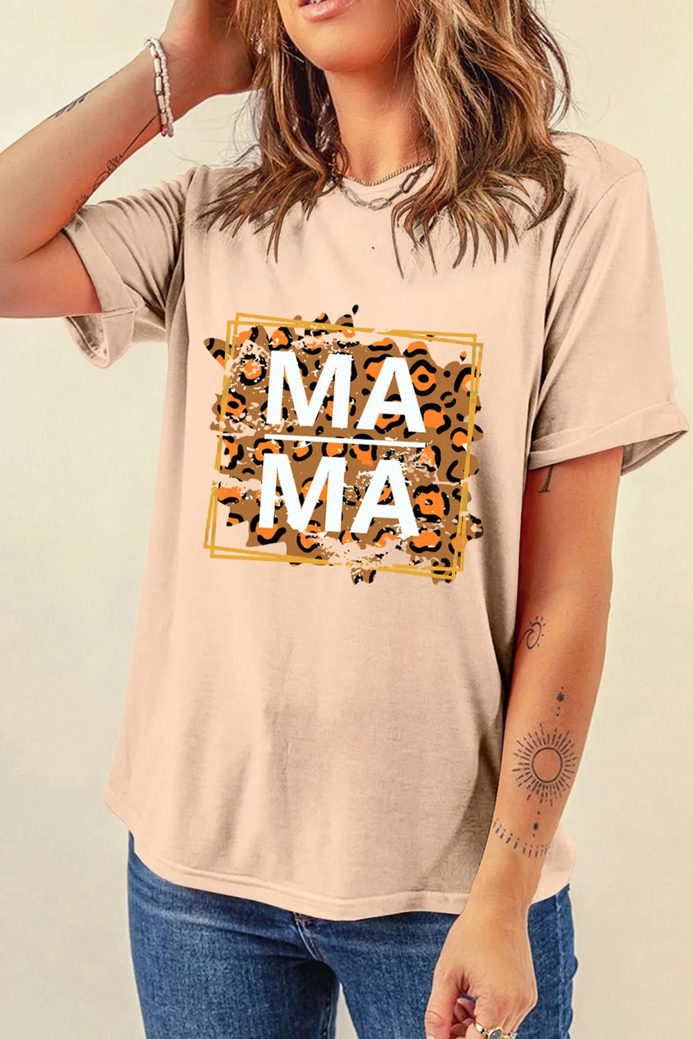 MAMA Round Neck Short Sleeve T-Shirt, image 5